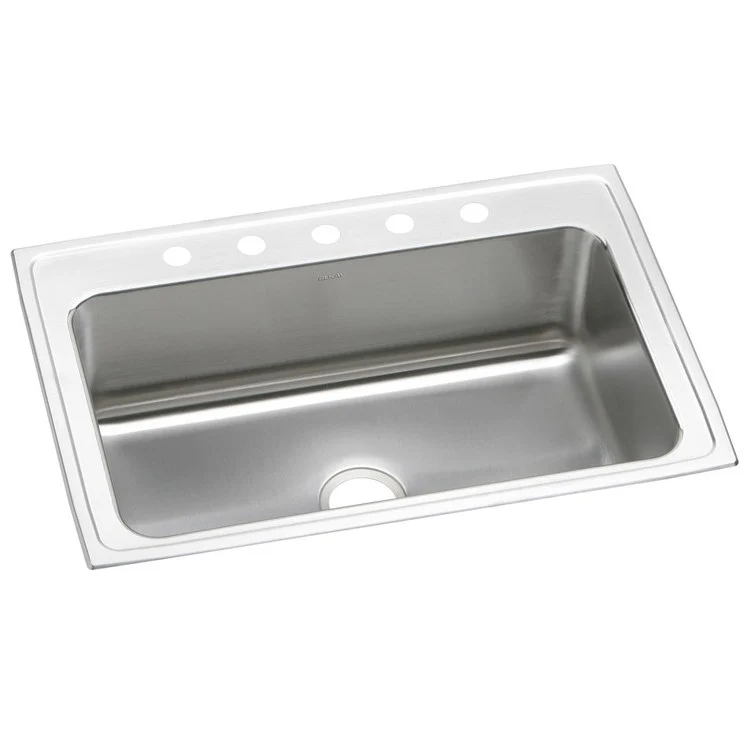 Kitchen Sink Lustertone Classic 33 x 22 Inch Single Bowl 5 Hole Lustrous Satin Drop-In 10-1/8 Inch - Frankwebs