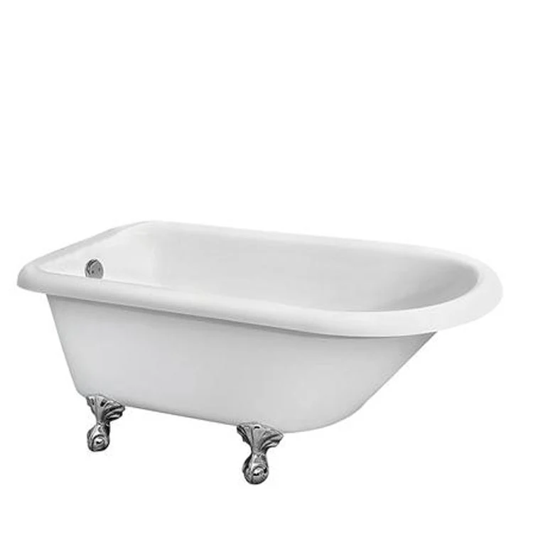 Freestanding Tub Alexia 53 Inch Roll Top Oval Acrylic White/Polished Brass Ball and Claw Feet No Faucet Holes - Frankwebs
