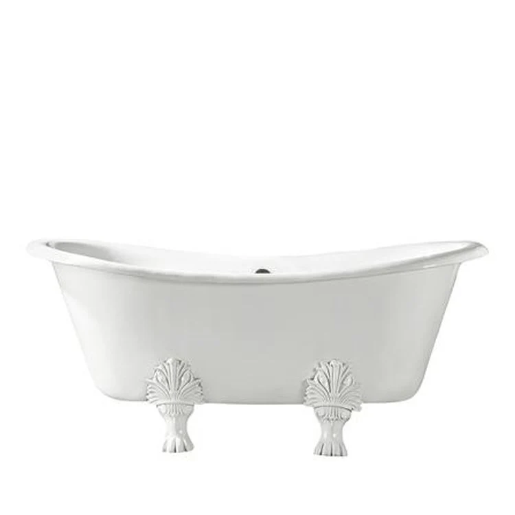 Freestanding Tub Markus 66 Inch Double Slipper Oval Cast Iron White/Brushed Nickel Lion Paw Feet 7 Inch Center Faucet Holes - Frankwebs