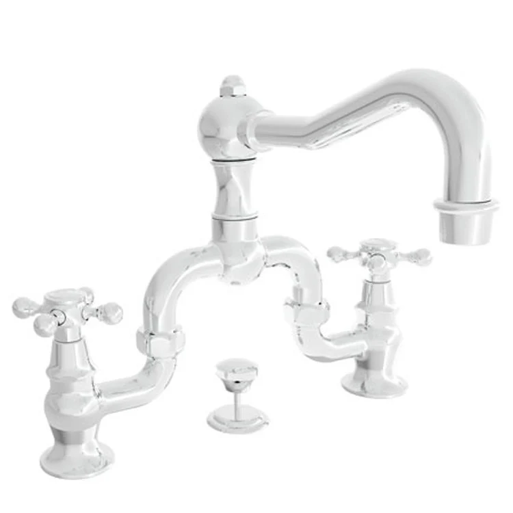 Lavatory Faucet Chesterfield Bridge 8 to 9-5/8 Inch Spread 2 Cross ADA Watersense French Gold PVD 1.2 Gallons Per Minute Brass Pop-Up with Tailpiece Spout Reach 7-1/5 Inch - Frankwebs