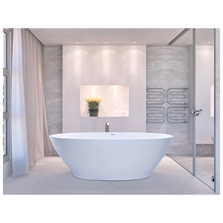 Soaking Tub Alissa 64.75 x 33.5 Inch Freestanding Center Biscuit Matte Sculpturestone 90 Gallons 21-5/8 Inch - Frankwebs