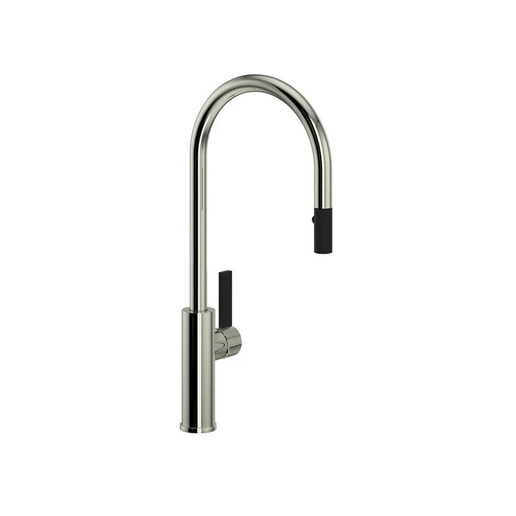 Kitchen Faucet Tuario Pull Down 1 Metal Lever Polished Nickel/Matte Black 10-3/16 Inch 1.5 Gallons per Minute - Frankwebs