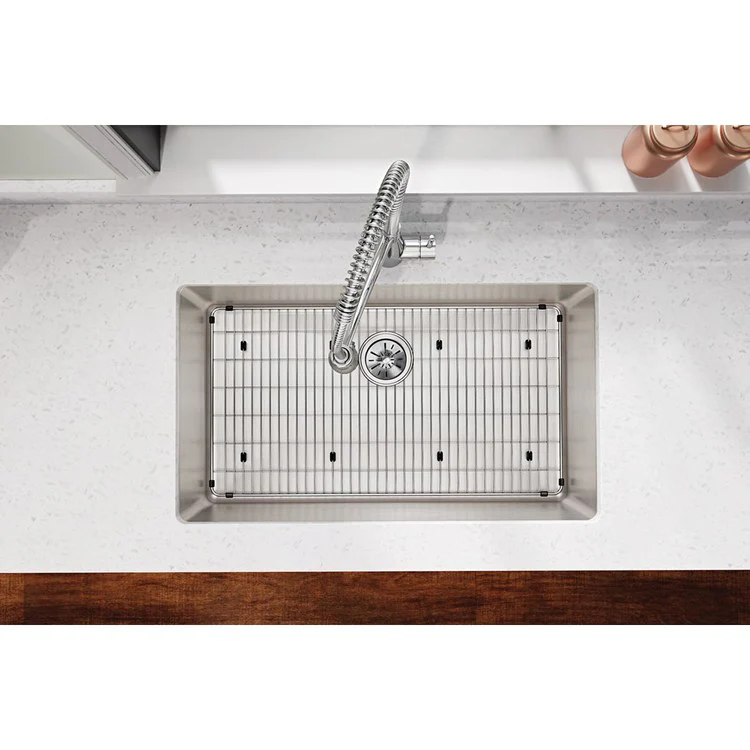 Sink Grid Bottom Grid 28.5 x 15.5 Inch Polished Stainless Steel for Bowls with Rear Center Drain Opening - Frankwebs