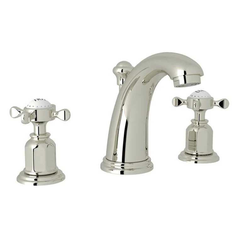 Lavatory Faucet Edwardian 6-16 Inch Spread 2 Cross English Gold 1.2 Gallons per Minute Fixed High Neck Spout - Frankwebs