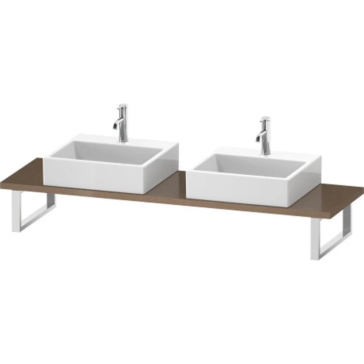 Lavatory Console L-Cube Cappuccino High Gloss Double Basin Compact 31-1/2 x 18-7/8 Inch Ceramic 1-1/8 Inch - Frankwebs