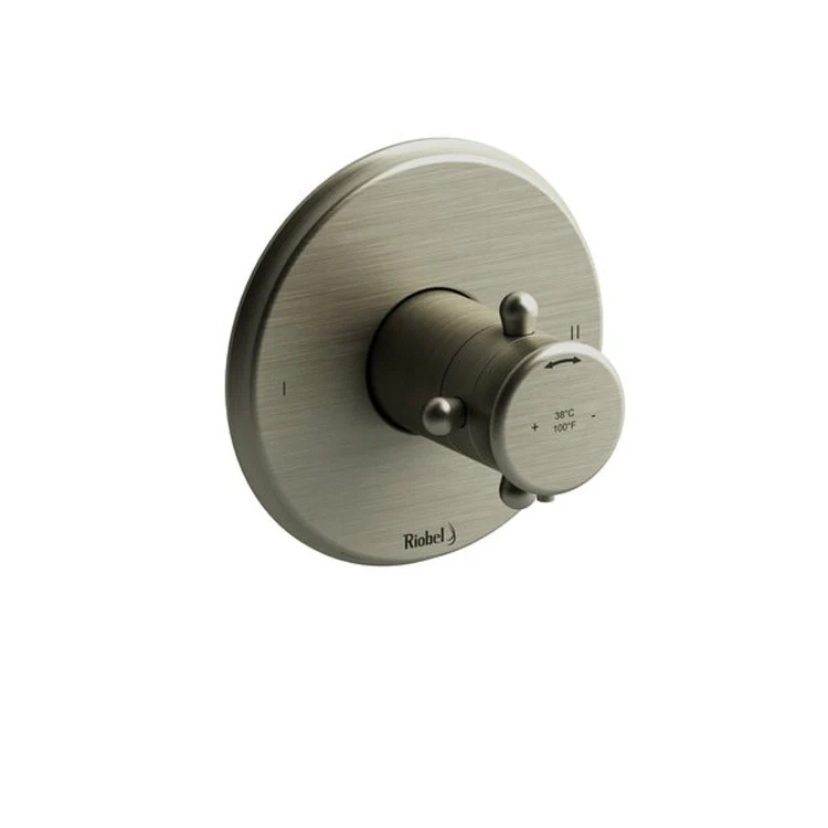 Thermostatic and Pressure Balance Valve Trim Retro 1/2 Inch Round 2-Way No Share 3 Function 1 Cross Polished Nickel 6.3 Gallons per Minute Brass - Frankwebs