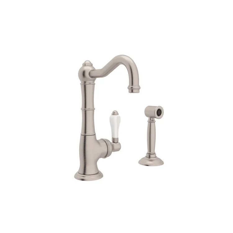 Kitchen Faucet Cinquanta with Sidespray Column Spout 1 Porcelain Lever Polished Nickel 1.5 Gallons per Minute - Frankwebs