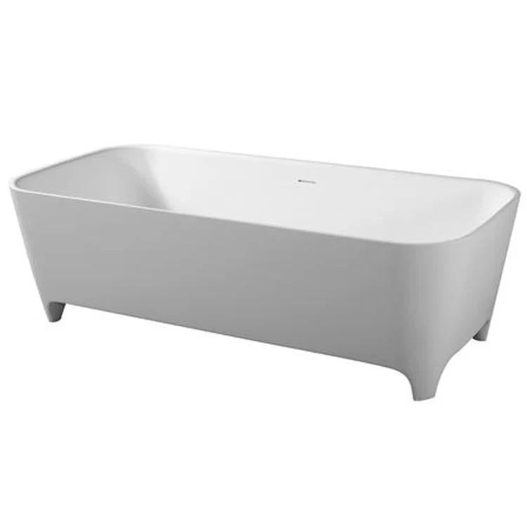 Freestanding Tub Tristan 71 Inch Matte White Rectangle Resin with Feet No Faucet Holes - Frankwebs