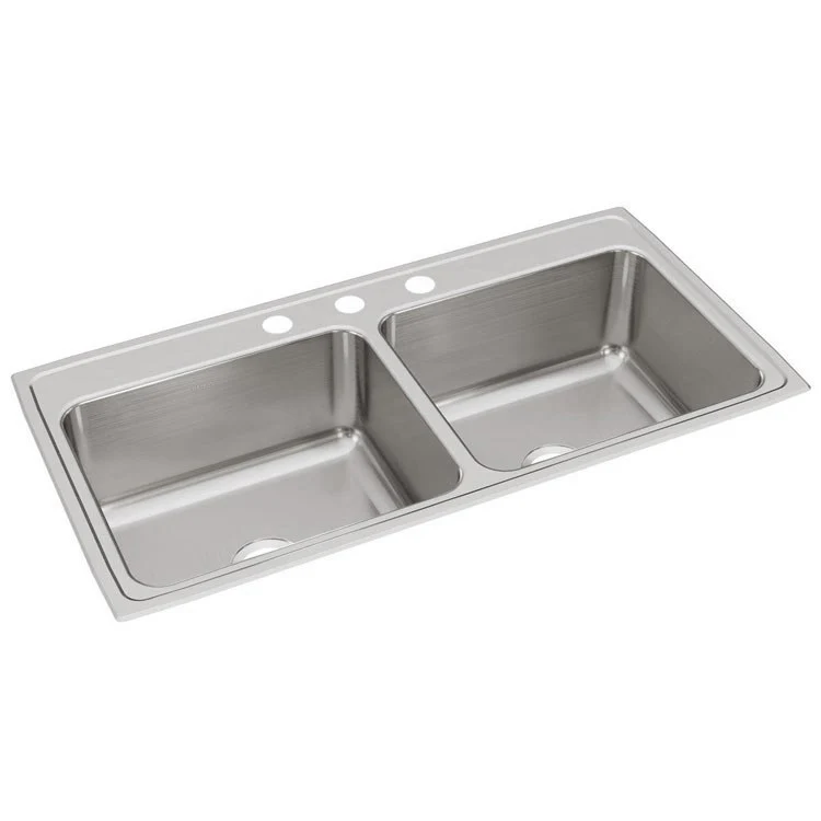Kitchen Sink Lustertone Classic 43 x 22 Inch Double Bowl Equal 3 Hole Lustrous Satin Drop-In 10-1/8 Inch - Frankwebs