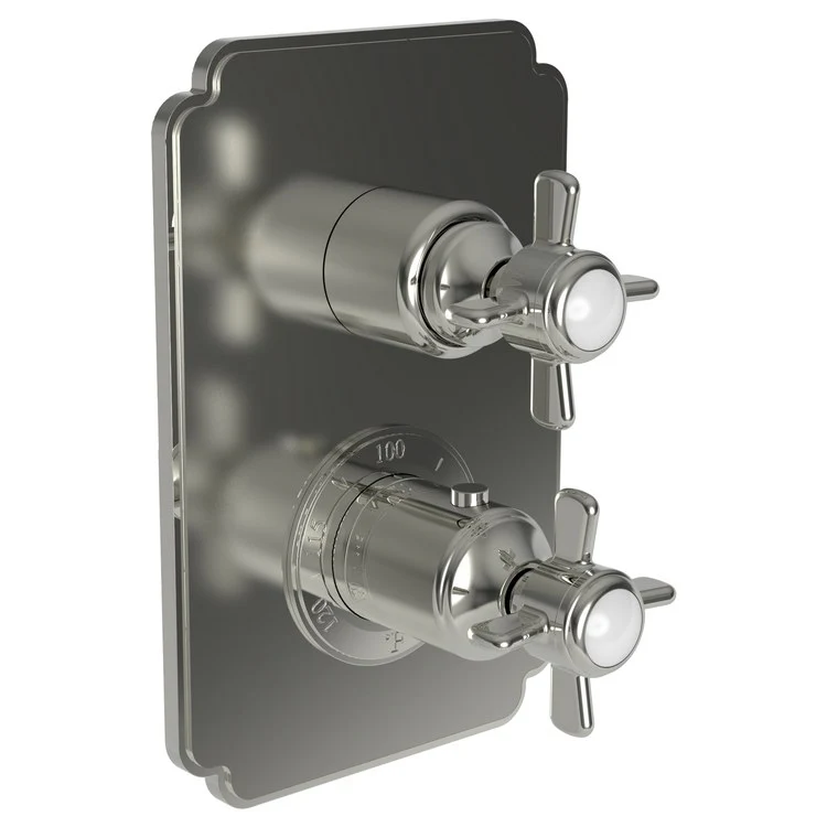 Thermostatic Trim Fairfield Rectangular Plate 2 Cross Satin Gold PVD ADA for Luxtherm 1/2 Inch Rough Valve Face Plate Diverter and Temperature-Adjust Handles Brass - Frankwebs