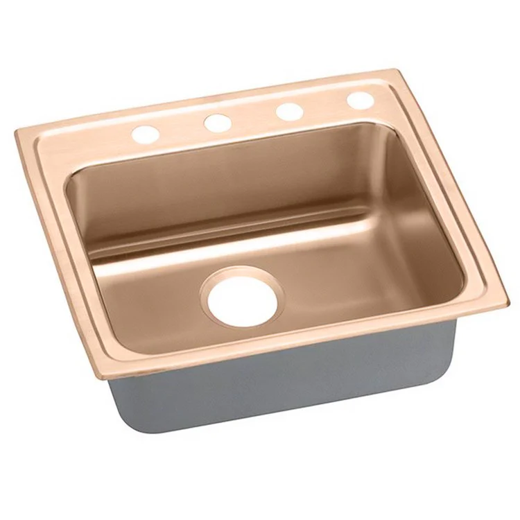 Kitchen Sink 25 x 21.25 Inch Single Bowl ADA Copper Drop-In Rectangle Drain Location Rear Center Depth 6-1/2 Inch Bottom Only Pads - Frankwebs