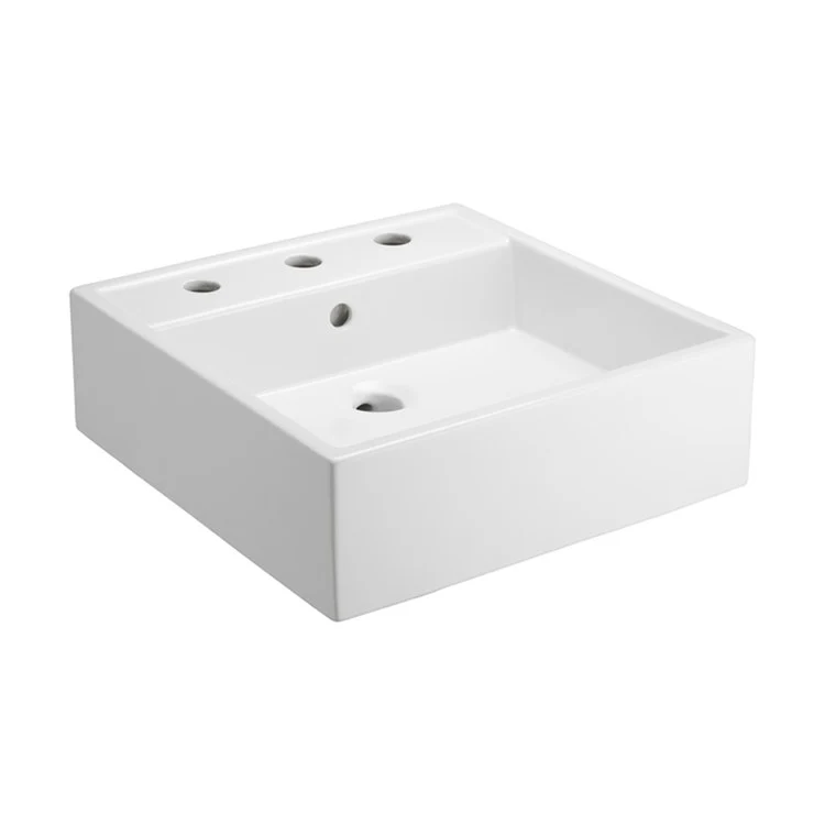 Lavatory Sink Nova Above Counter 18-1/8 Inch 8 Inch Spread Square White - Frankwebs