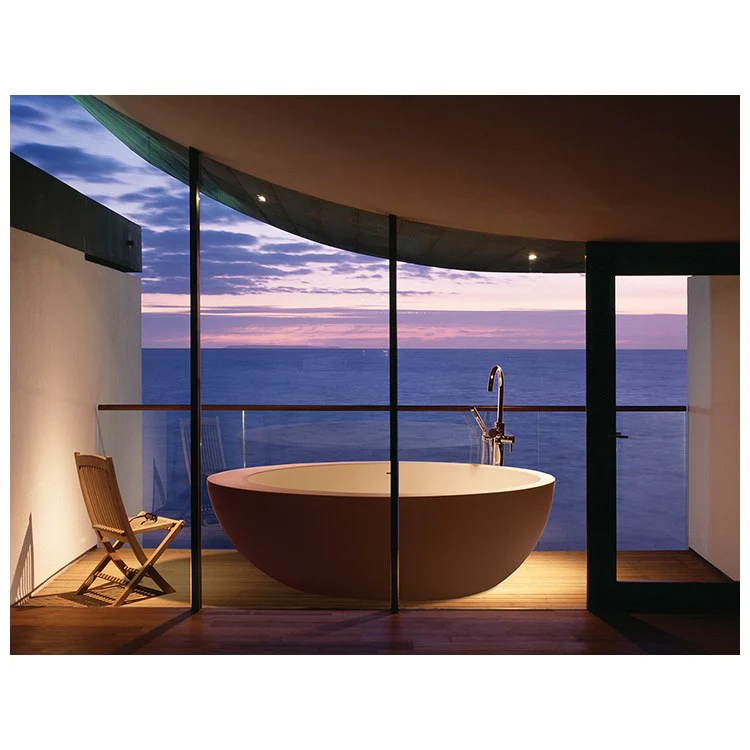 Soaking Tub Cascara 71 x 42 Inch Freestanding Center Biscuit Gloss Sculpturestone 80 Gallons 22-3/4 Inch - Frankwebs
