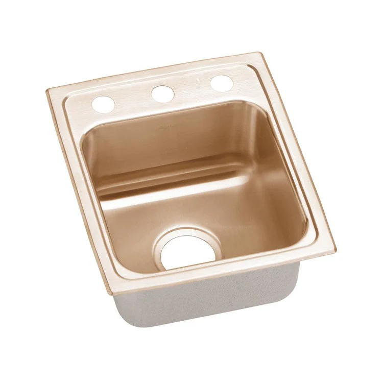Kitchen Sink 13 x 16 Inch Single Bowl MR2 Hole ADA Copper Drop-In Rectangle Drain Location Center Depth 5 Inch Bottom Only Pads - Frankwebs