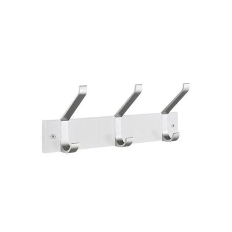 Coat Rack 3 Hook 3-3/4 x 13-5/8 x 5-1/3 Inch White Wood/Aluminum - Frankwebs