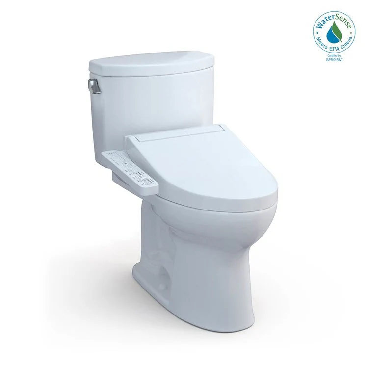 Toilet Drake II 2 Pieces Universal Height Cotton Elongated ADA 30 Inch 1.28GPF 12 Inch Rough-In Tornado Left Hand Washlet+C2 - Frankwebs