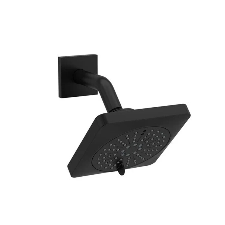 Showerhead 6 Function Showerarm with Square Flange Black 5 Inch 2.0 Gallons per Minute Luxurious Invigorating - Frankwebs