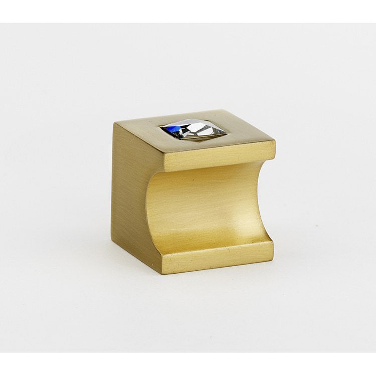 Knob Contemporary 2 Crystal Square Crystal Polished Nickel Brass 1 Inch 1 Inch 1-1/8 Inch - Frankwebs