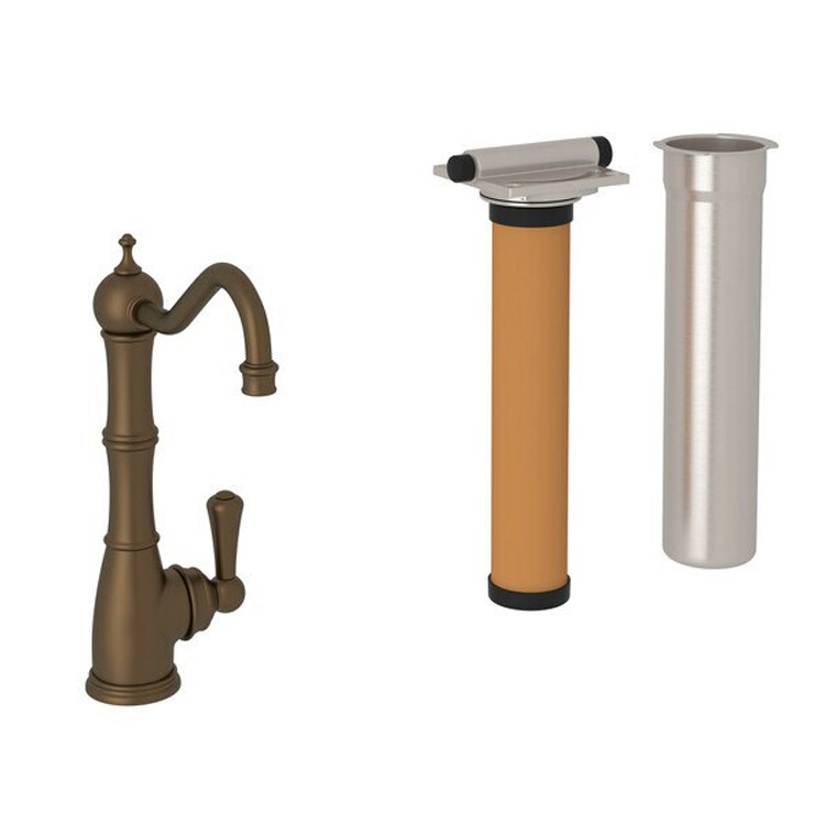 Filter Faucet Edwardian with Filtration Kit 1 Lever Satin English Gold Swivel Column Spout 0.5 Gallon per Minute - Frankwebs
