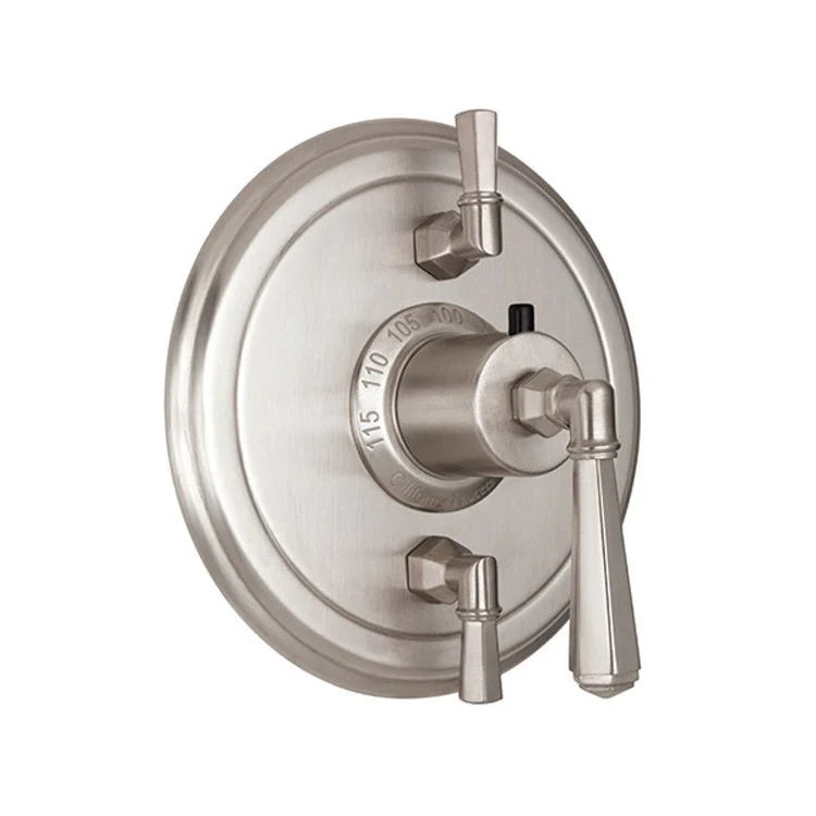 Thermostatic Trim Monterey Round with Dual Volume Control 3 Lever Satin Nickel ADA for Requires Rough Valve TH52-R Or TH52D2-R Handles and Escutcheon Brass - Frankwebs