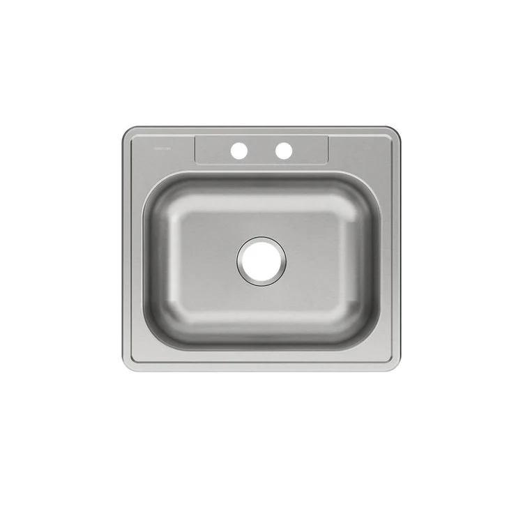 Kitchen Sink Dayton 25 x 22 Inch Single Bowl 2 Hole Elite Satin Drop-In Drain Location Center Bottom Only Pads - Frankwebs