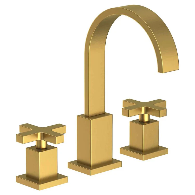 Lavatory Faucet Secant Widespread 8 to 20 Inch Spread 2 Cross ADA Antique Brass 1.2 Gallons per Minute Brass Spout Height 6-3/4 Inch - Frankwebs