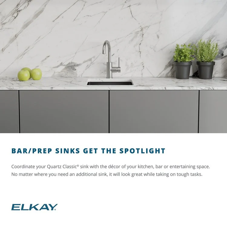Kitchen Sink Quartz Classic 15.75 x 15.75 Inch Single Bowl Bar Dusk Gray Drop-In Undermount - Frankwebs