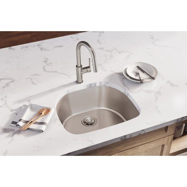 Kitchen Sink Lustertone Iconix 23.625 x 21.25 Inch Single Bowl Luminous Satin Undermount Drain Location Rear Center - Frankwebs