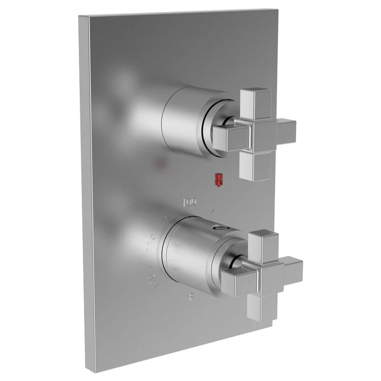 Thermostatic Trim Malvina Rectangular Plate 2 Cross Flat Black ADA for Luxtherm 1/2 Inch Rough Valve Face Plate Diverter and Temperature-Adjust Handles Brass - Frankwebs