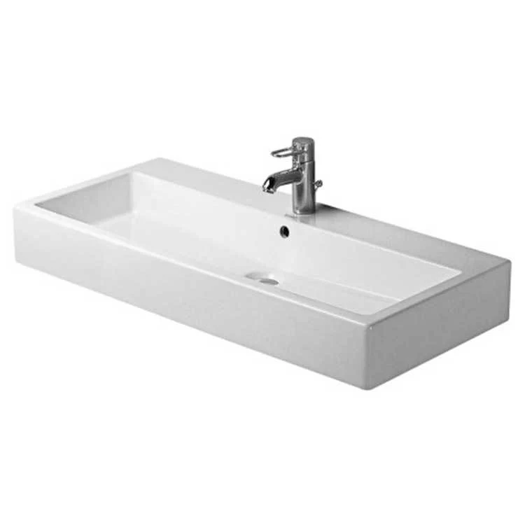 Lavatory Sink Vero Wall Mount with Overflow & WonderGliss 39-3/8 x 18-1/2 Inch Rectangle White 1 Hole - Frankwebs