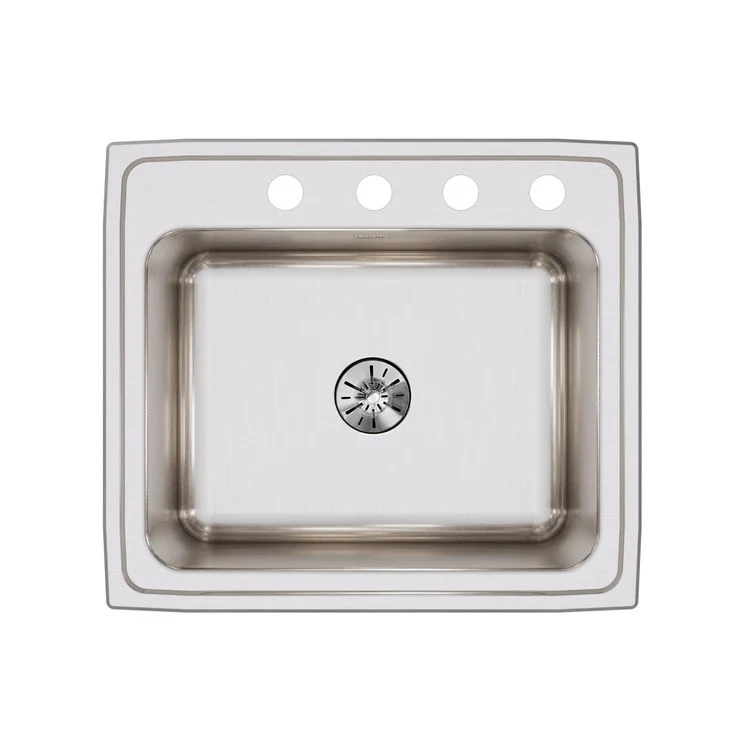 Kitchen Sink Lustertone Classic 25 x 22 Inch Single Bowl with Perfect Drain 4 Hole Lustrous Satin Drop-In - Frankwebs