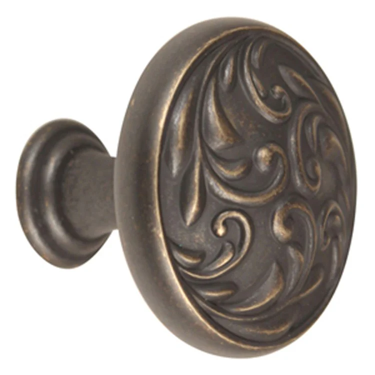 Knob Ornate Round Full Pattern Unlacquered Brass Brass 1-1/4 Inch 1 Inch 5/8 Inch - Frankwebs
