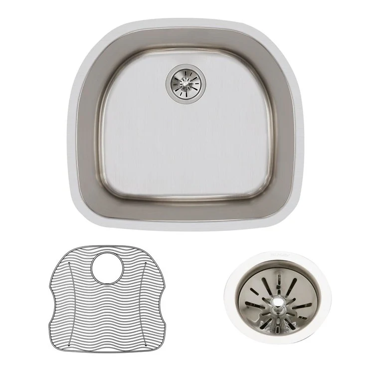 Kitchen Sink Lustertone Classic 23.625 x 21.25 Inch Single Bowl Kit Lustrous Satin Undermount Drain Location Rear Center - Frankwebs