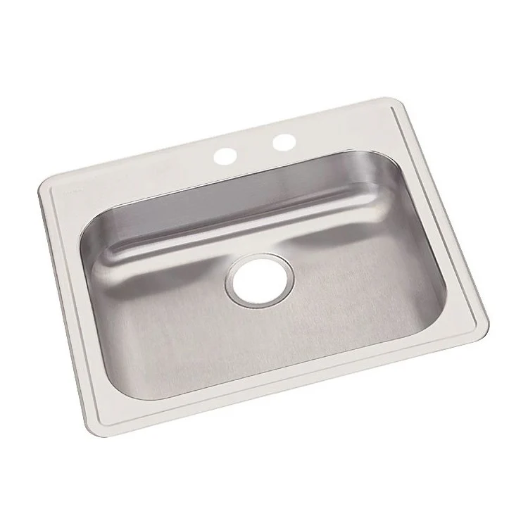 Kitchen Sink Dayton 25 x 21.25 Inch Single Bowl MR2 Hole ADA Satin Drop-In Rectangle Drain Location Rear Center Depth 5-3/8 Inch Bottom Only Pads - Frankwebs