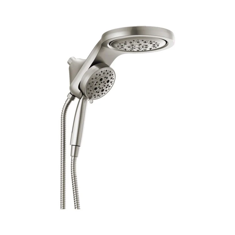 Handshower Combination HydroRain Universal Showering Components HydroRain H2Okinetic In2ition 2-In-1 Lumicoat Champagne Bronze WaterSense 5 Function 6 Inch 60-82 Inch Stretchable Metal Hose 12-1/4 Inch - Frankwebs