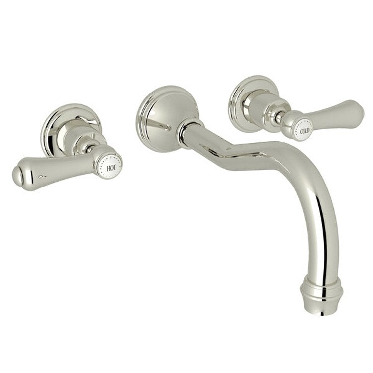 Tub Filler Georgian Era Wall Mount 2 White Porcelain Lever Column Spout English Bronze - Frankwebs