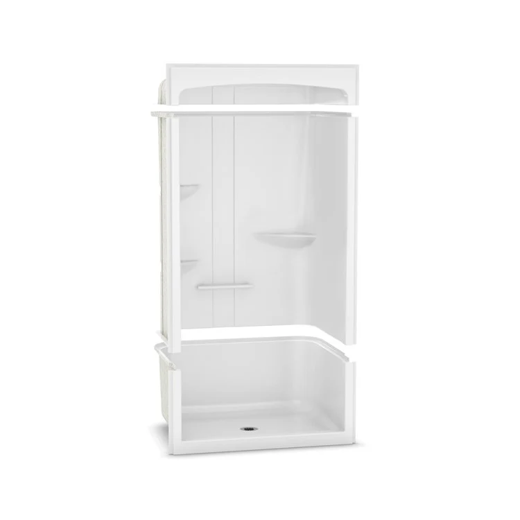 Shower Allia Rectangular 3 Piece White 48 x 34 Inch Acrylic Less Seat Center Drain - Frankwebs