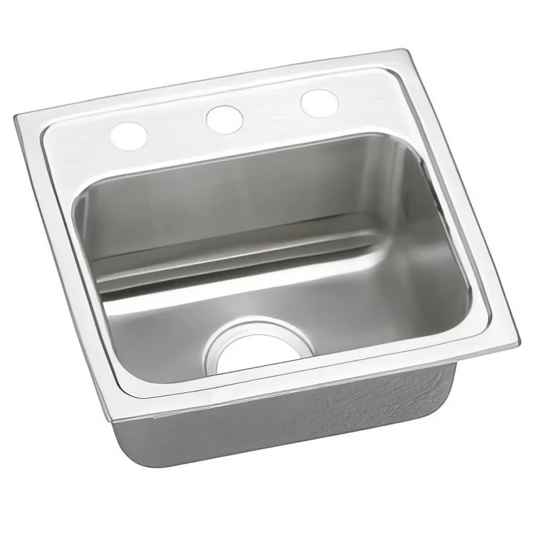 Kitchen Sink Lustertone Classic 17 x 16 Inch Single Bowl 3 Hole ADA Lustrous Satin Drop-In Rectangle Drain Location Center Depth 5 Inch Quick Clip Mounting System Bottom Only Pads - Frankwebs