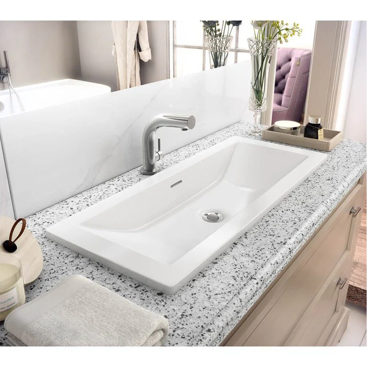 Lavatory Sink Rossendale Undermount or Drop-In 15 x 36.125 Inch Rectangle White - Frankwebs