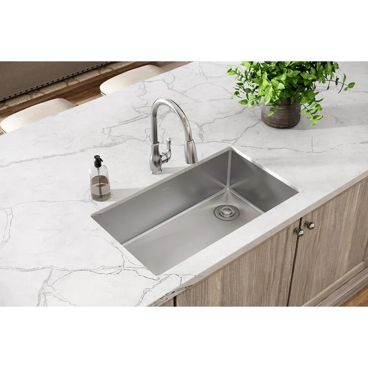 Kitchen Sink Crosstown 31.5 x 18.5 Inch Single Bowl Polished Satin Undermount Drain Location Rear Right Includes 1000001381 Template - Frankwebs