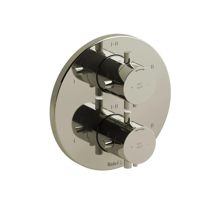 Thermostatic and Pressure Balance Valve Trim Riu 3/4 Inch Round 4-Way 6 Function 2 Cross Polished Nickel Brass - Frankwebs