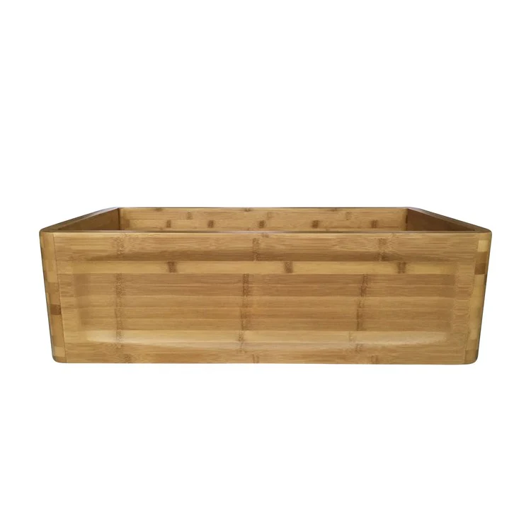 Kitchen Sink 33L x 18W Inch Single Bowl Poco Frame Design Bamboo Rectangle - Frankwebs