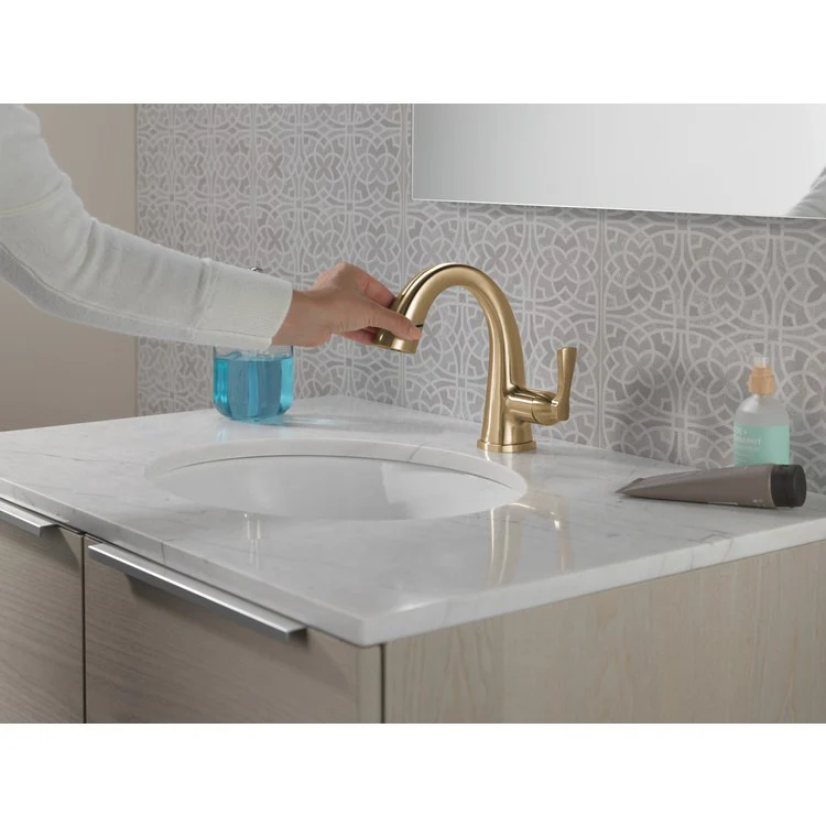 Lavatory Faucet Stryke 1 Lever ADA WaterSense Lumicoat Champagne Bronze Pull Down 1.2 Gallons per Minute - Frankwebs