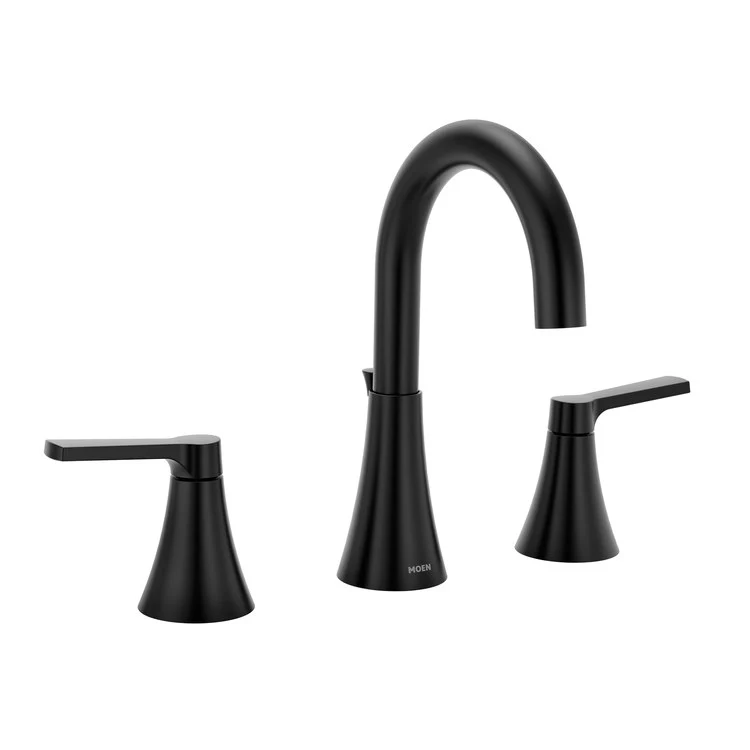 Lavatory Faucet Jase Widespread 8 Inch Spread 2 Lever ADA Matte Black 1.2 Gallons per Minute Pop-Up 2 Hole - Frankwebs