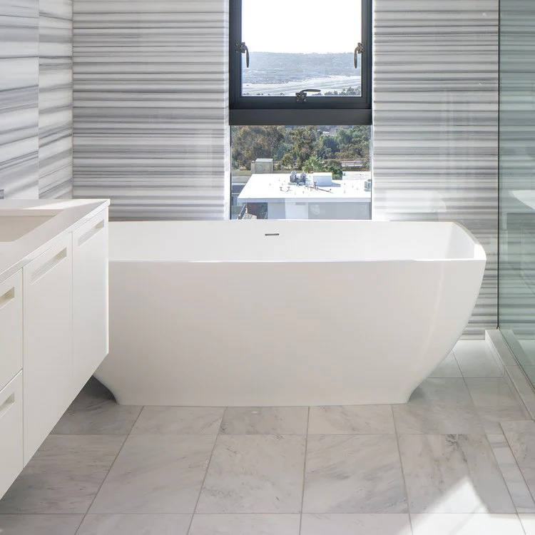 Soaking Tub Adrian 2 67.5 x 35.5 Inch Freestanding/Undermount Center White Matte Sculpturestone 124 Gallons 22-1/2 Inch - Frankwebs