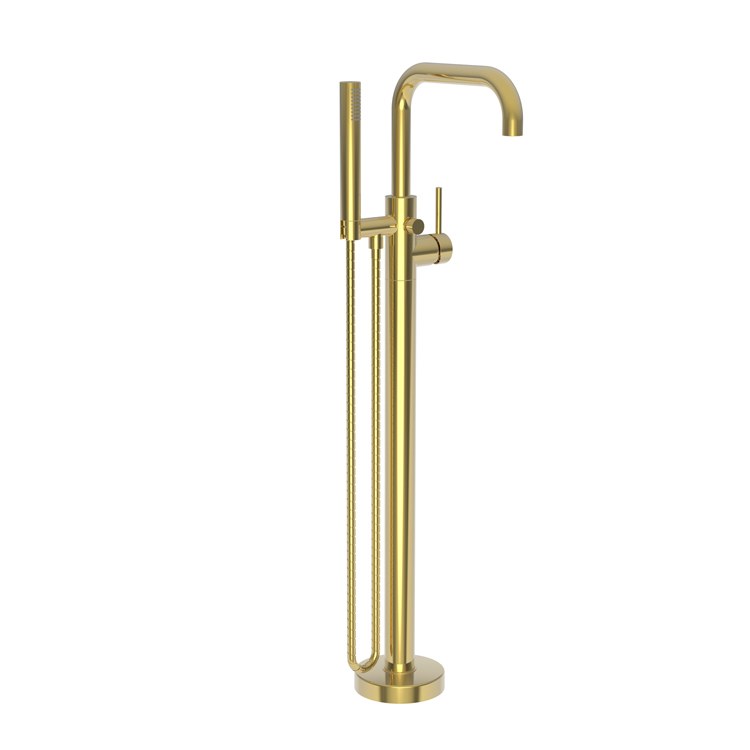 Tub Filler East Square Exposed Freestanding with Handshower 1 Lever ADA Forever Brass PVD Brass 1.8GPM Handshower - Frankwebs