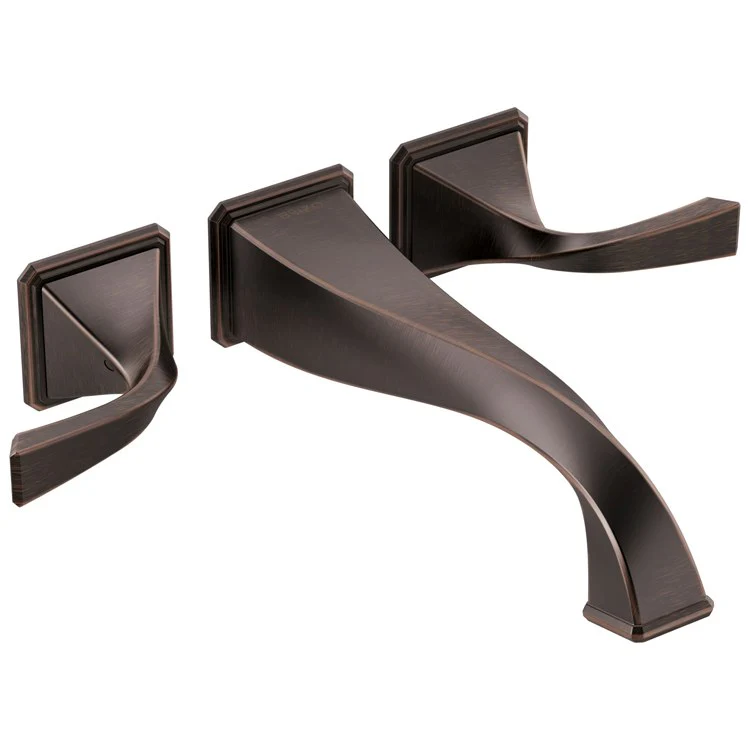 Tub Filler Trim Virage Wall Mount 2 Lever Brilliance Luxe Gold ADA 8 Inch Spread - Frankwebs