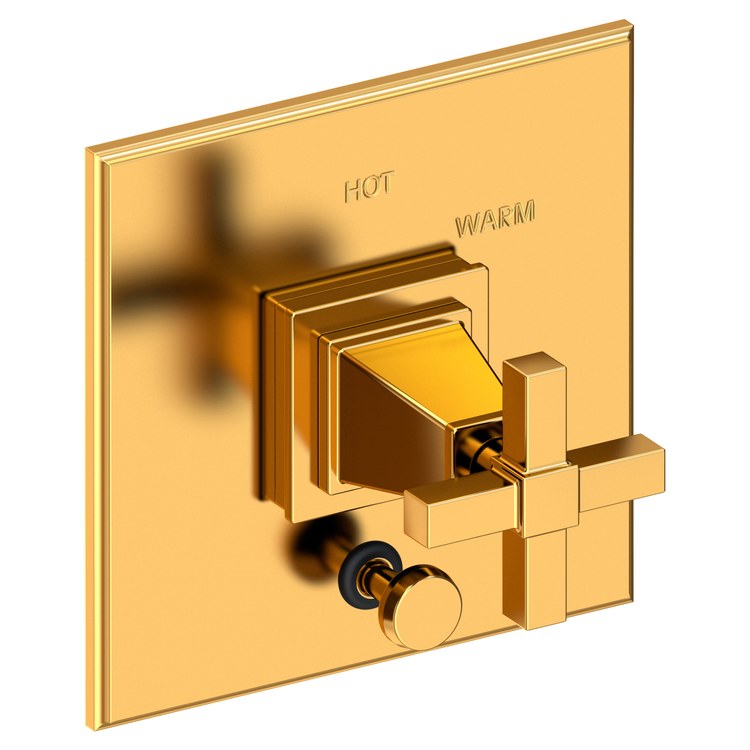 Pressure Balance Valve Trim Malvina Square with Diverter 1 Cross Aged Brass ADA Depth 4 Inch - Frankwebs