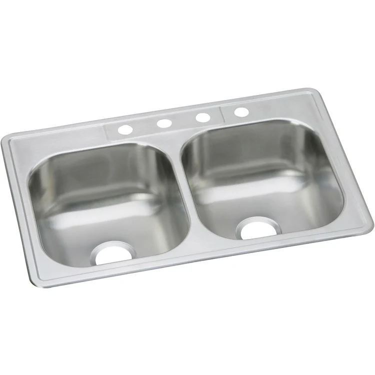 Kitchen Sink Dayton 33 x 22 Inch Double Bowl Equal MR2 Hole Elite Satin Drop-In Drain Location Center Multiple of 40 Bottom Only Pads - Frankwebs