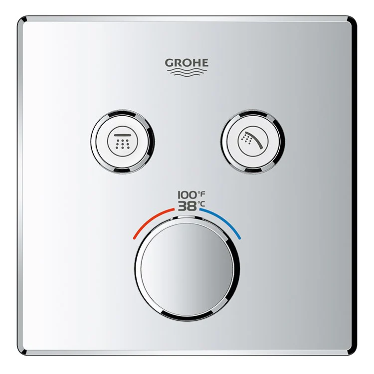 Grohtherm SmartControl Dual-Function Square Thermostatic Valve Trim with Control Module - Frankwebs